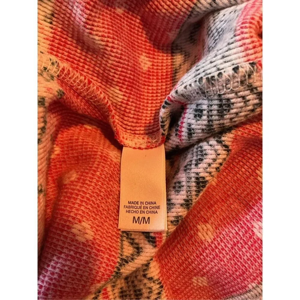 Victoria’s Secret Fair Isle Sherpa Hooded Waffle Weave PJ Pajamas Sz M
